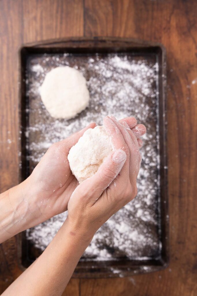 Forming Bannock dough.