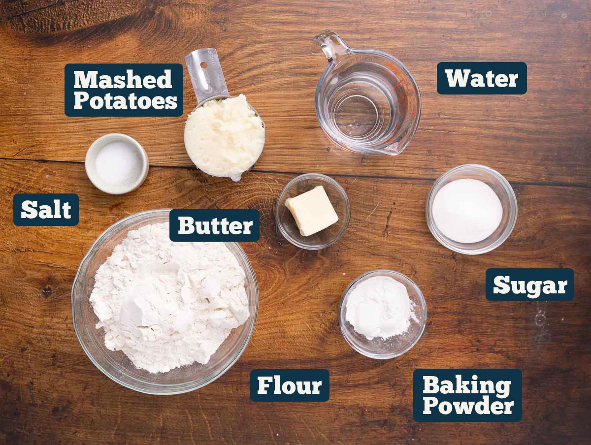 Ingredients to make traditional potato bannock.