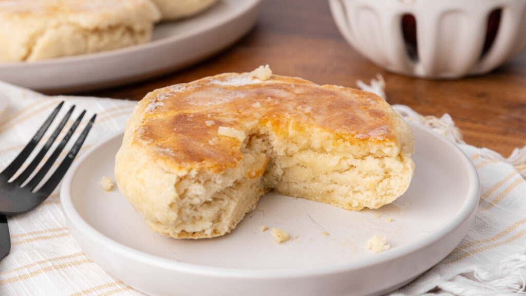 Potato bannock on a white plate.
