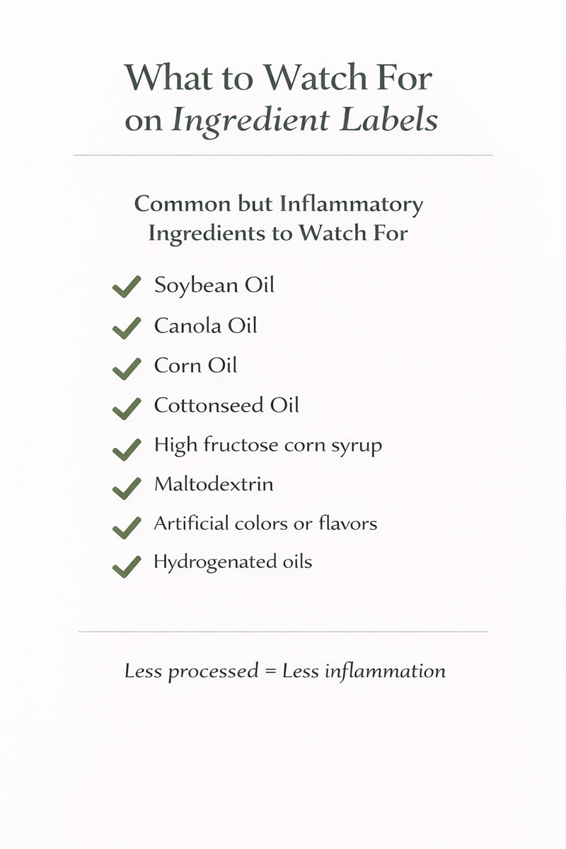 Infographic with common inflammatory foods.