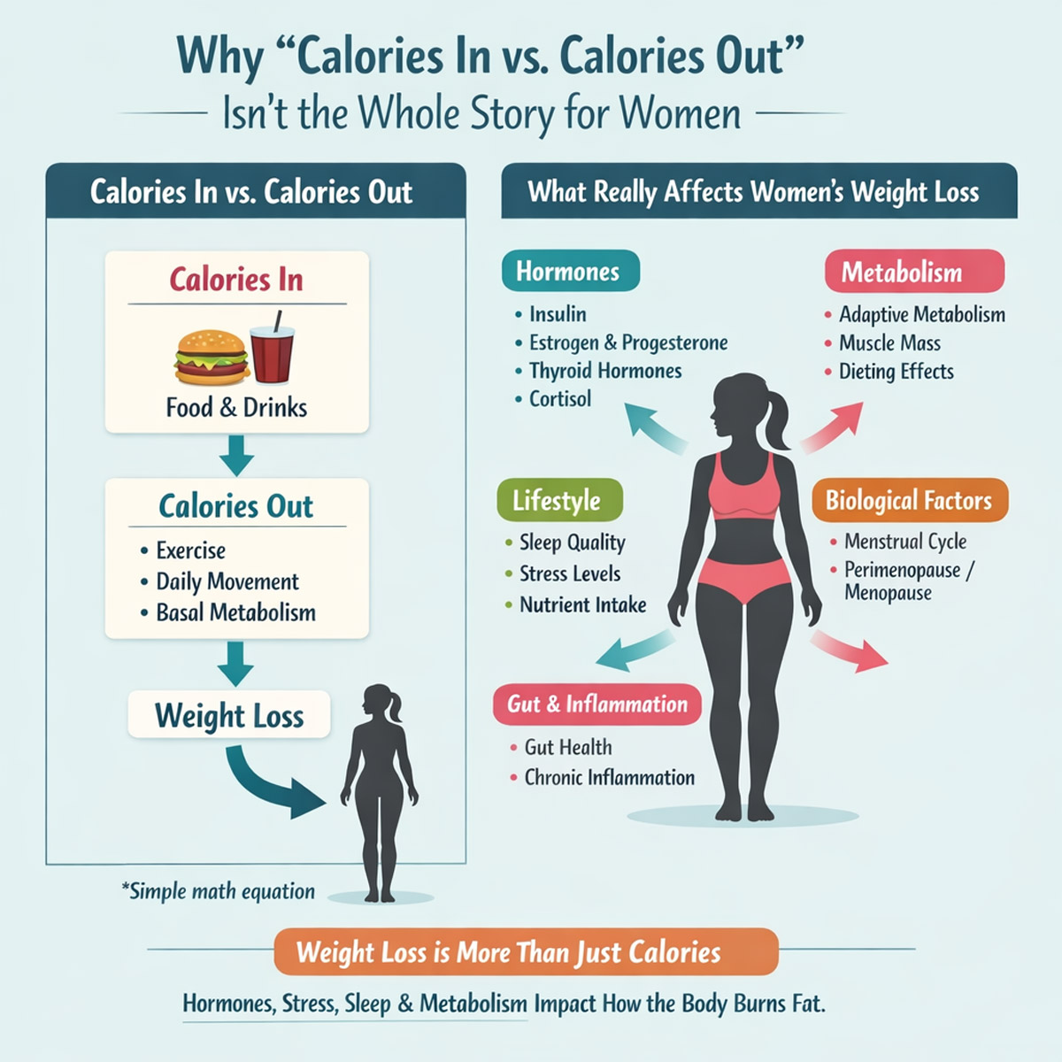 Infographic on calories in versus calories out.