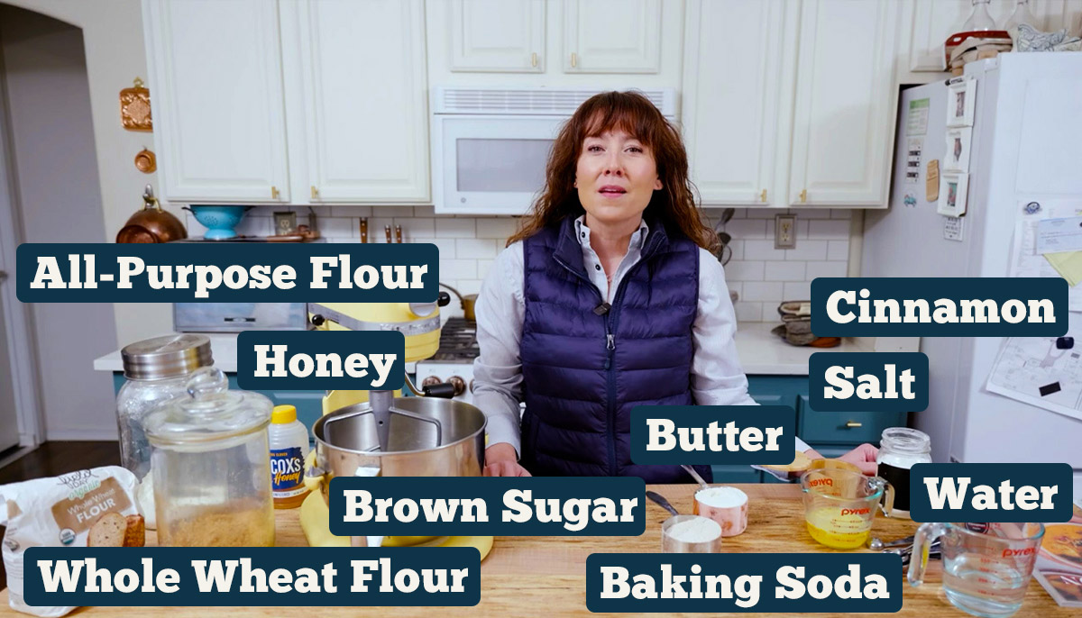 Ingredients to make homemade graham crackers.