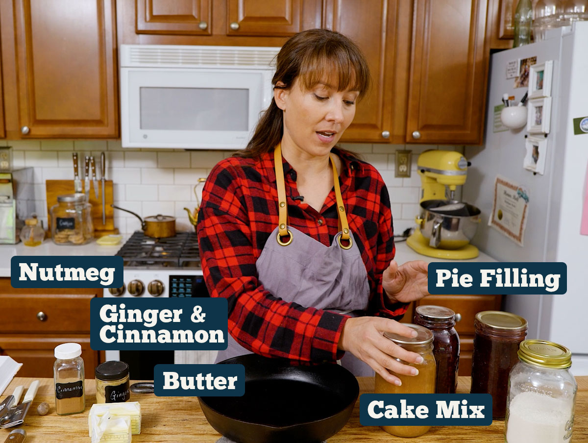 Ingredients for an apple pie dump cake.