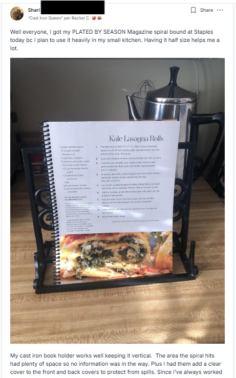 Plated by season magazine on the kitchen counter spiral bound