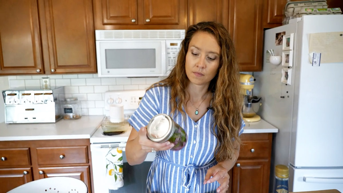 Shaking the echinacea tincture.