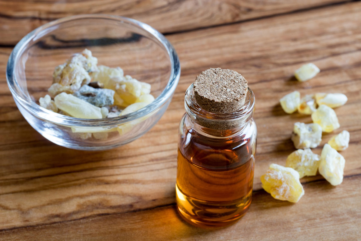 Frankincense both as an oil and in solid form.